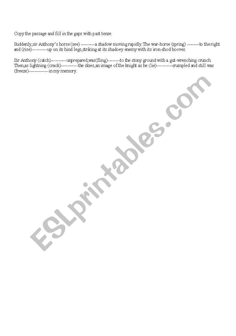 past tense fill ups worksheet