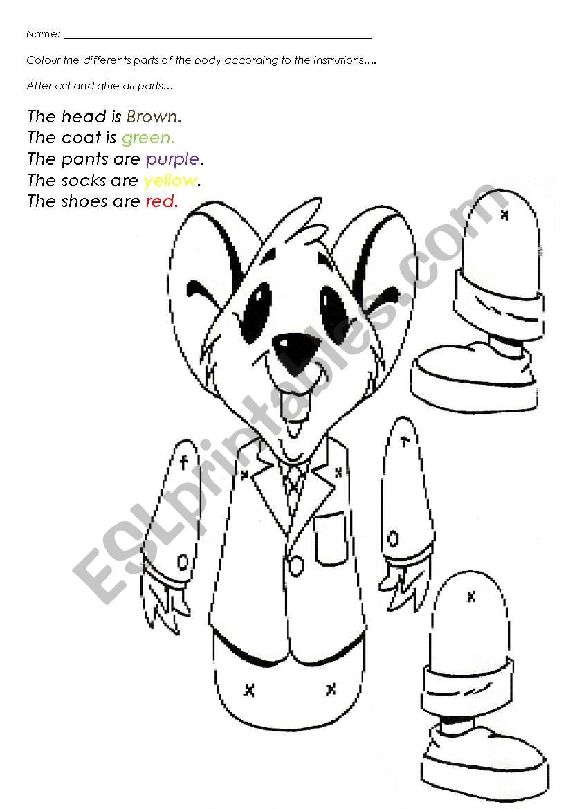 colour the mouse worksheet