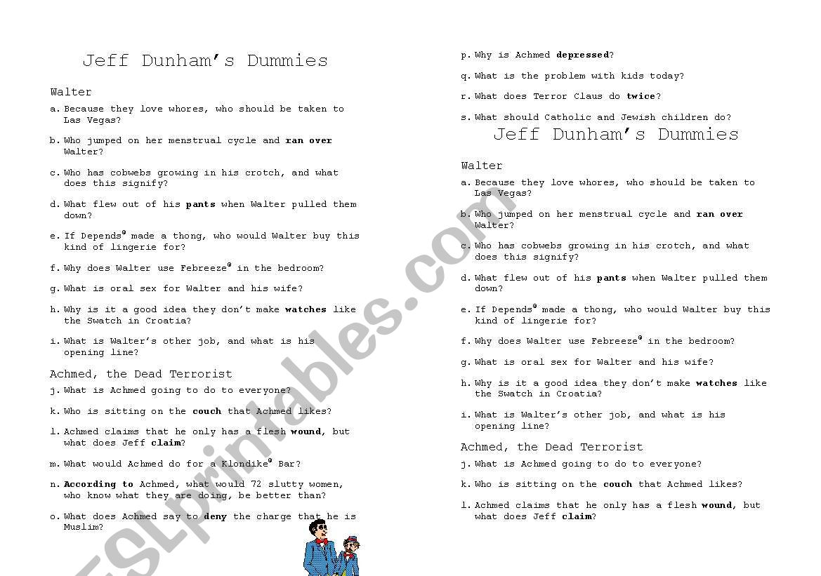 Achmed the Terrorist & Walter worksheet