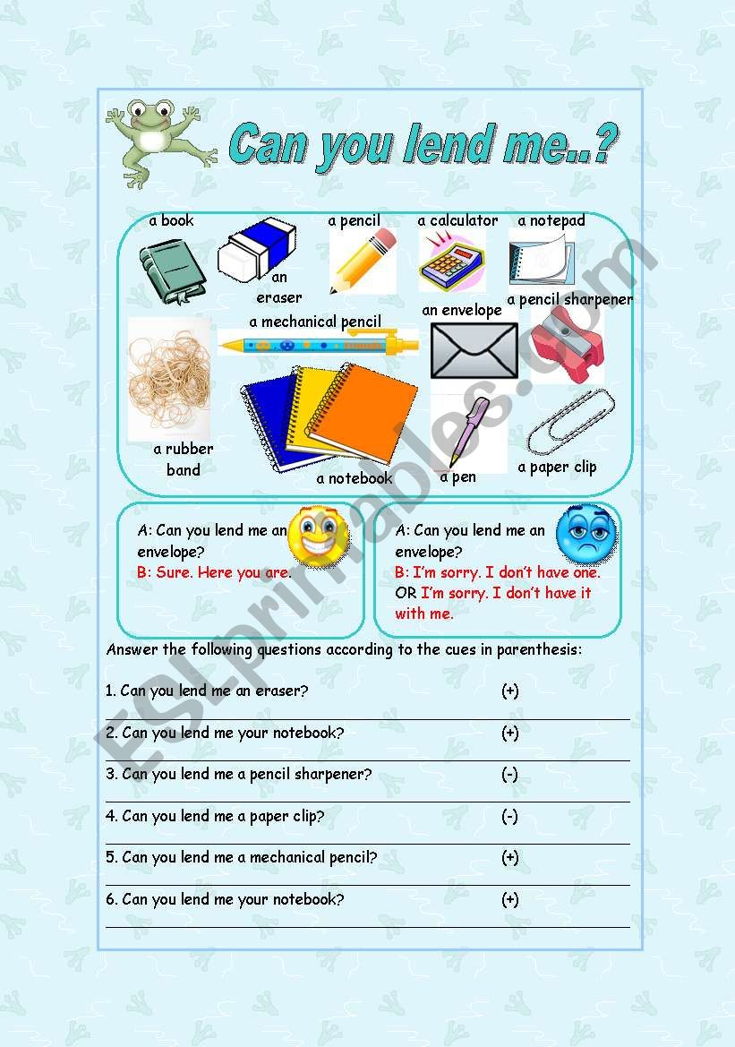 Can you lend me..? worksheet