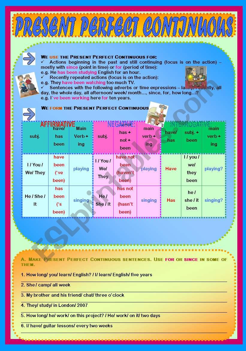 Present Perfect Continuous worksheet