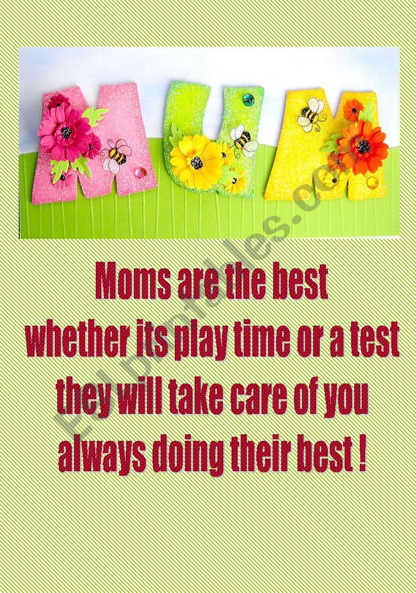 Mothers day worksheet