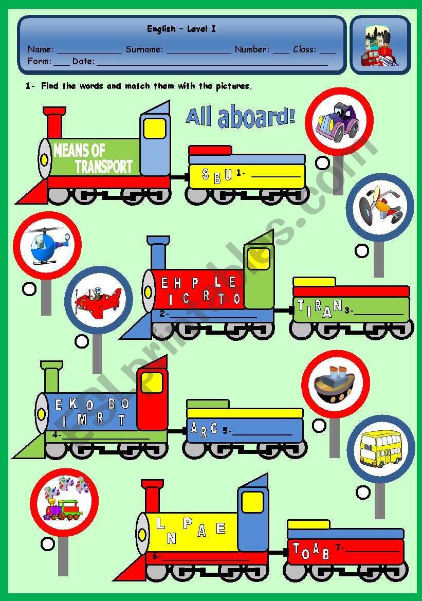 ALL ABOARD! - MEANS OF TRANSPORT PUZZLE