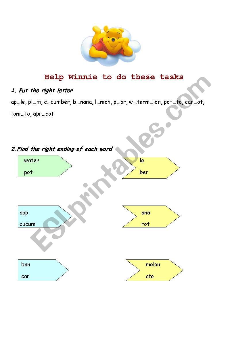 enlish with Winnie worksheet