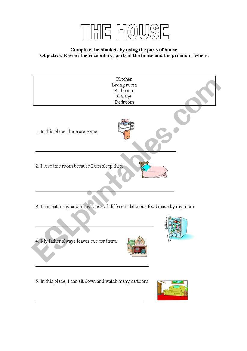 Parts of the house worksheet