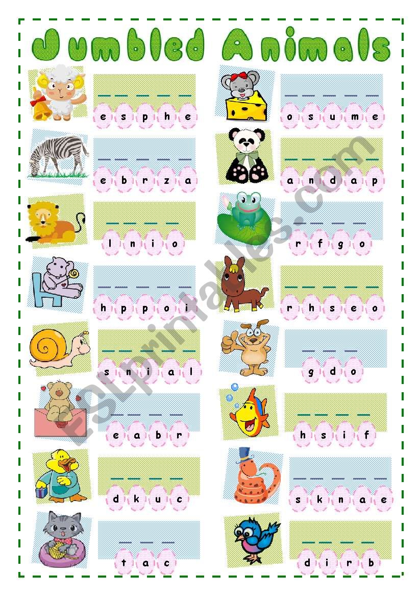 JUMBLED ANIMALS worksheet