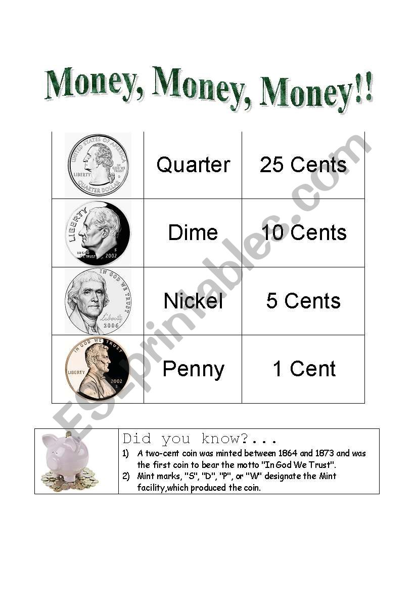 Money, Money, Money! worksheet