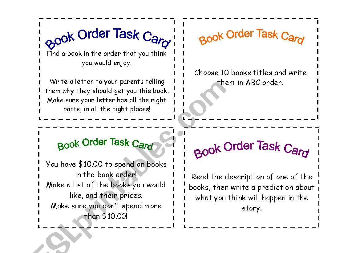 Book Order Task Cards (2) worksheet