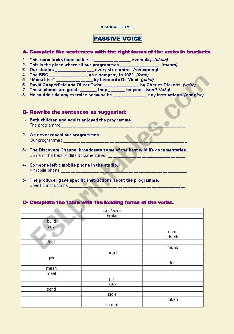 Passive Voice worksheet