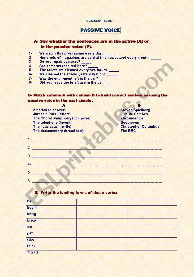 Passive Voice  worksheet