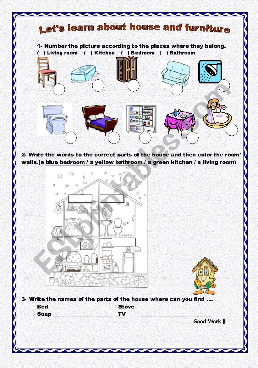 House and furniture worksheet