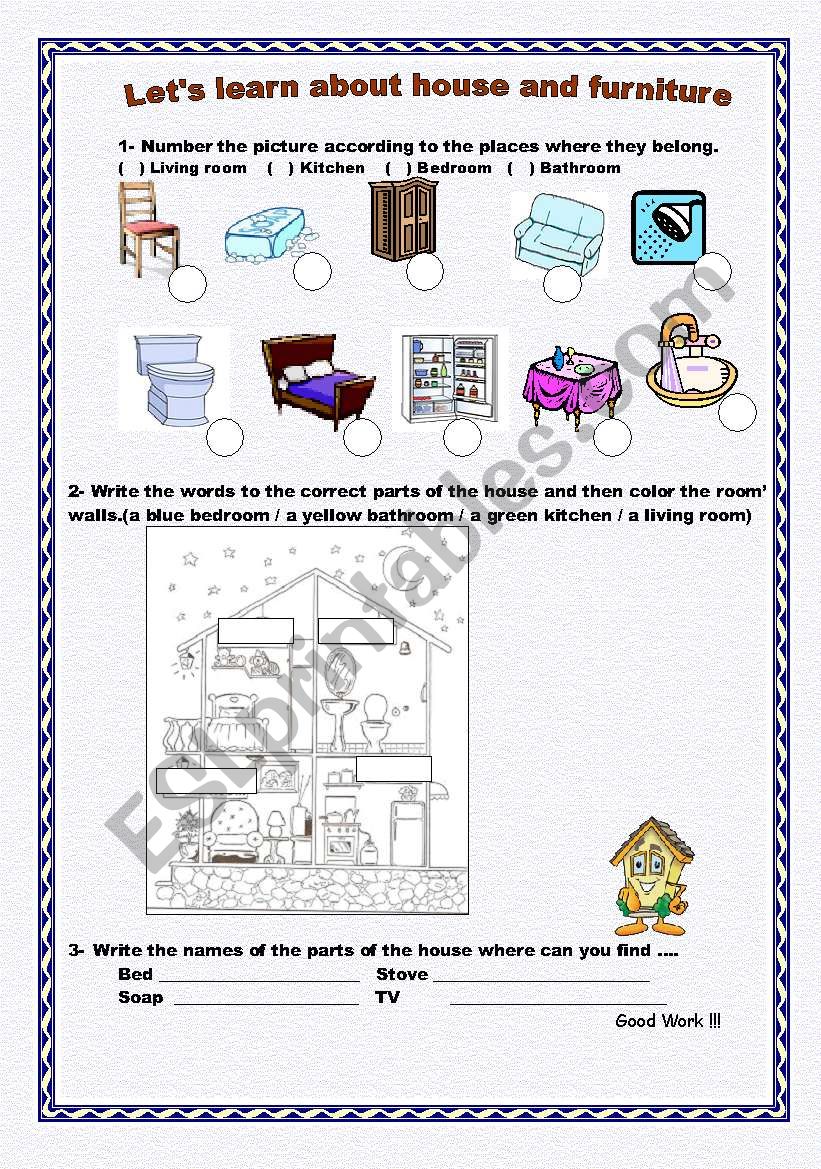 House and furniture worksheet