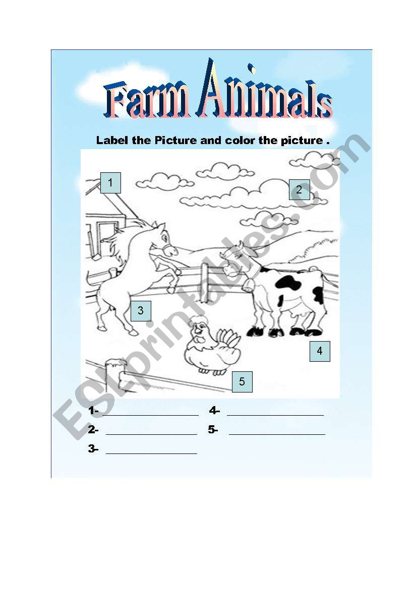 Farm animals worksheet