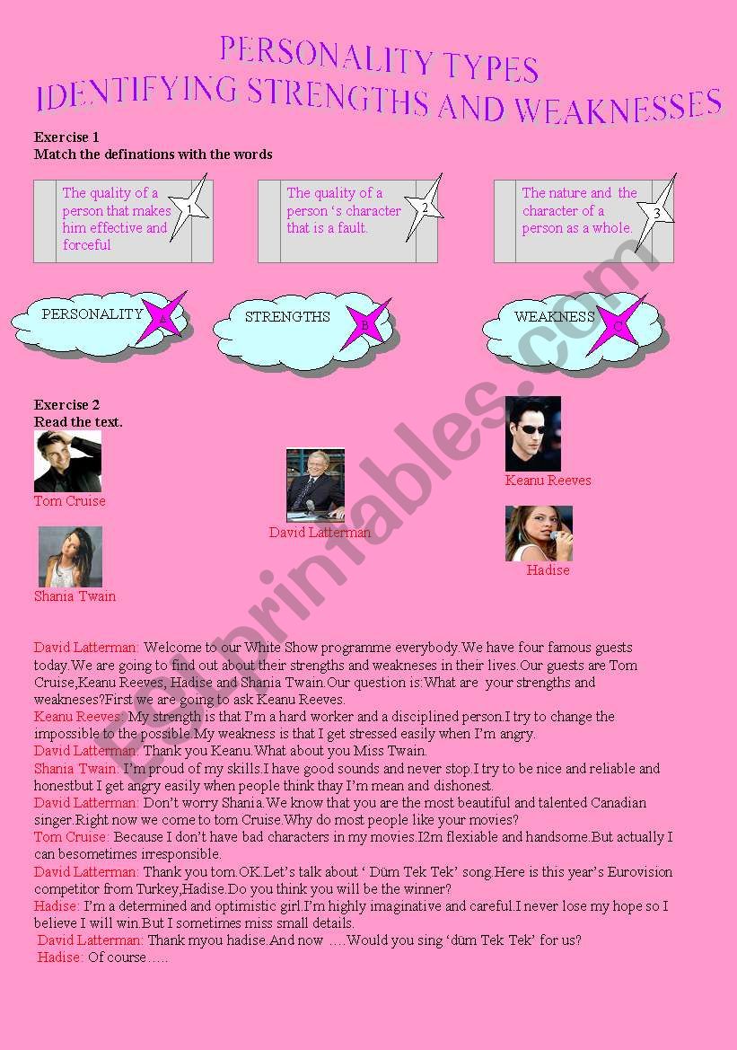 personality worksheet