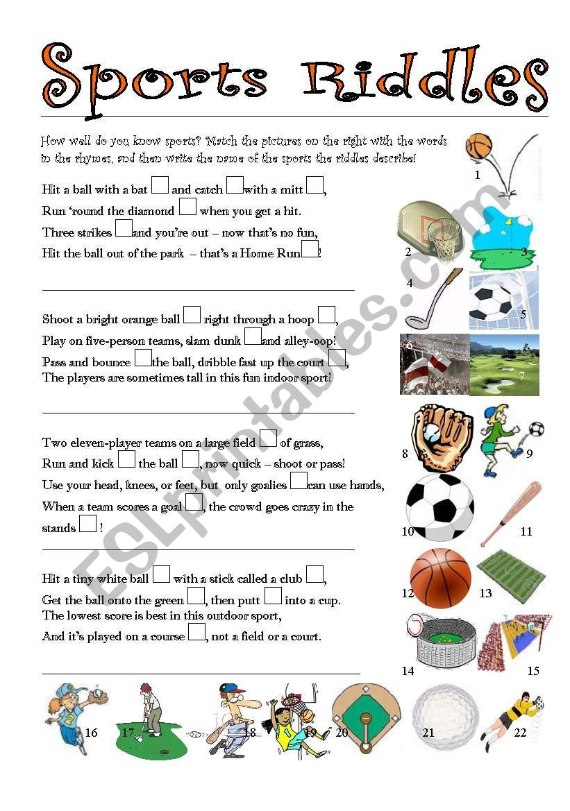 Sports Riddles worksheet