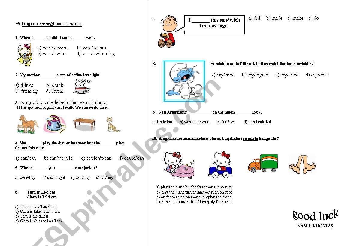 funny test worksheet