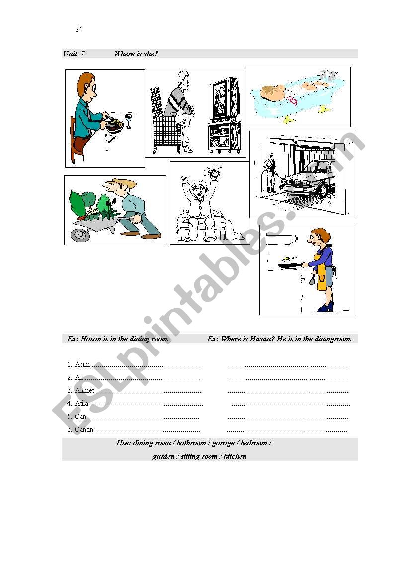 rooms of house worksheet