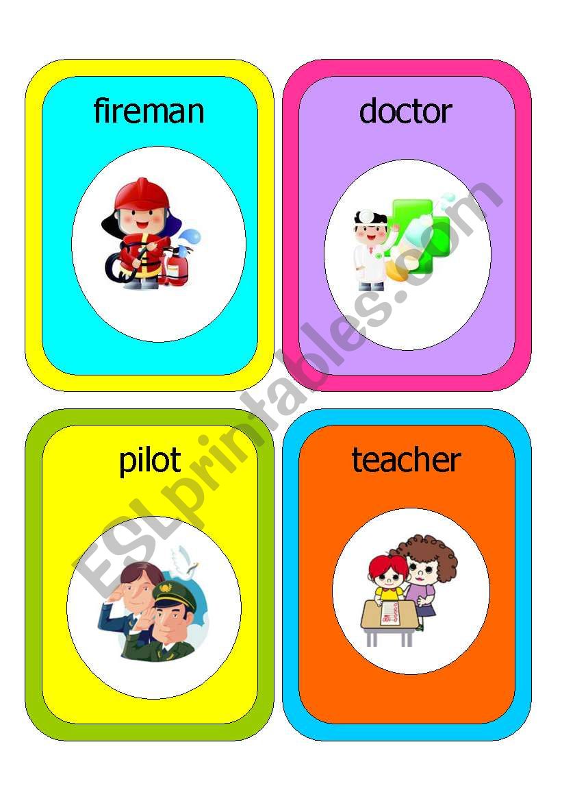 flashcards jobs worksheet