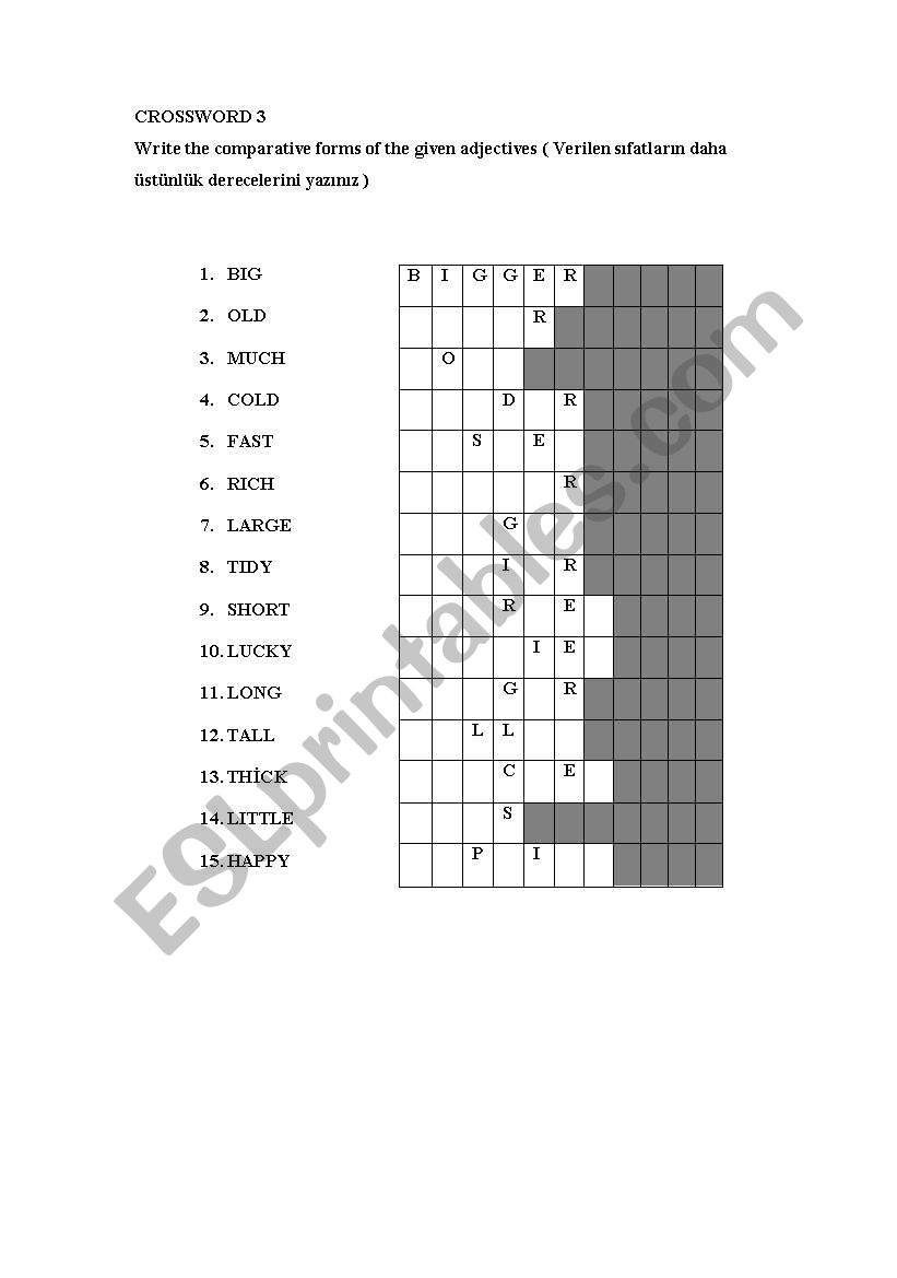 comparative of adjectives  worksheet