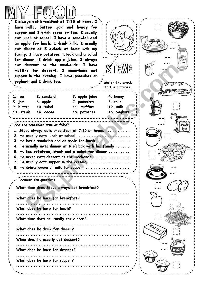 MY FOOD (2) worksheet