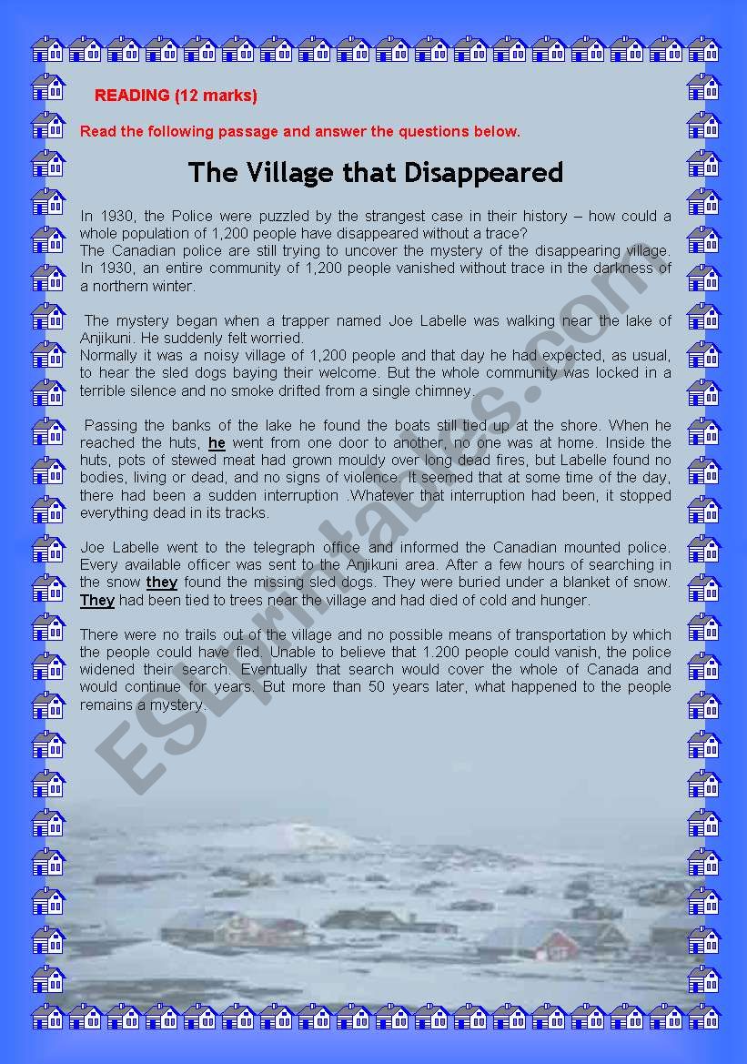 Reading: The Village that Disappeared.