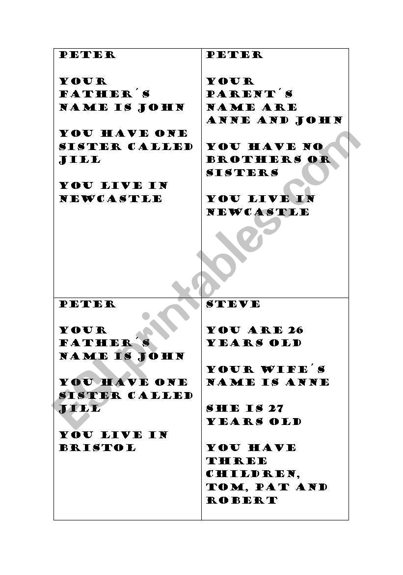 family game 5 worksheet