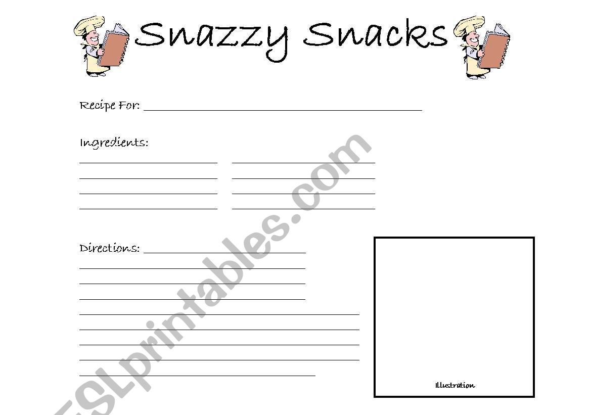 Snazzy Snacks Recipe Page worksheet