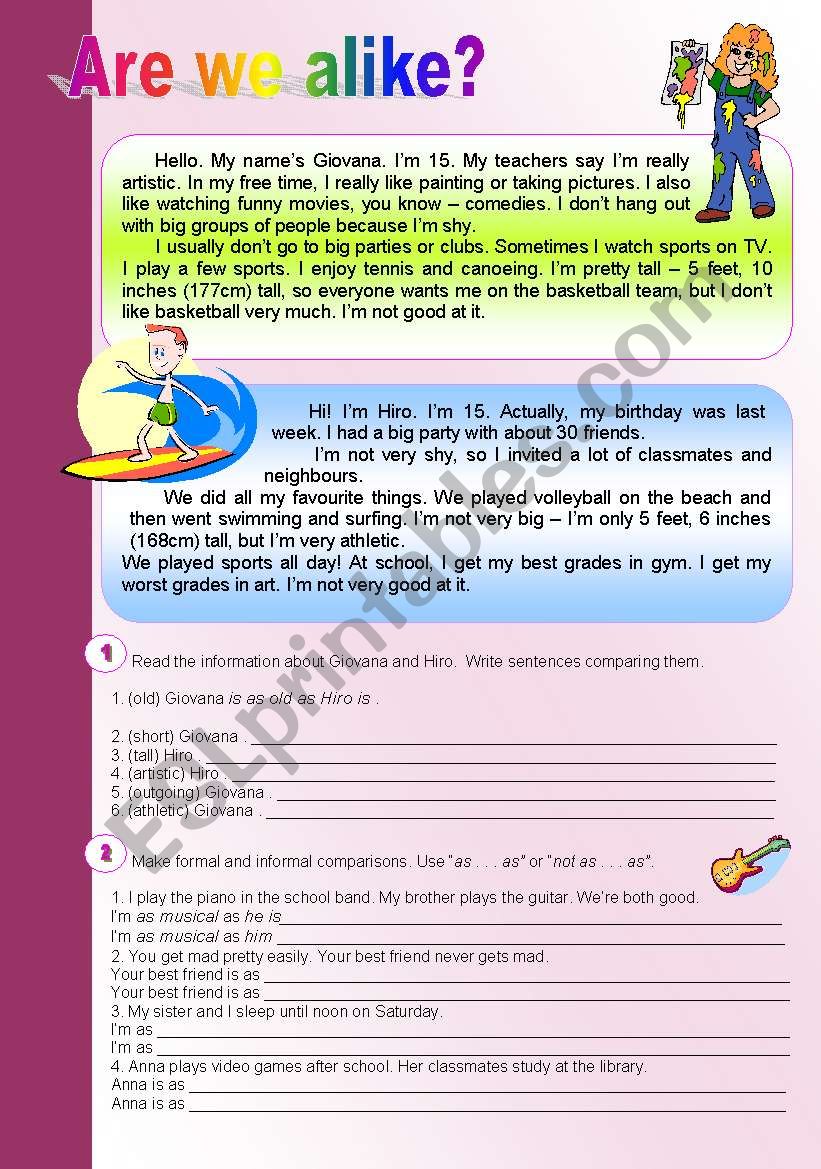 Are we alike? worksheet