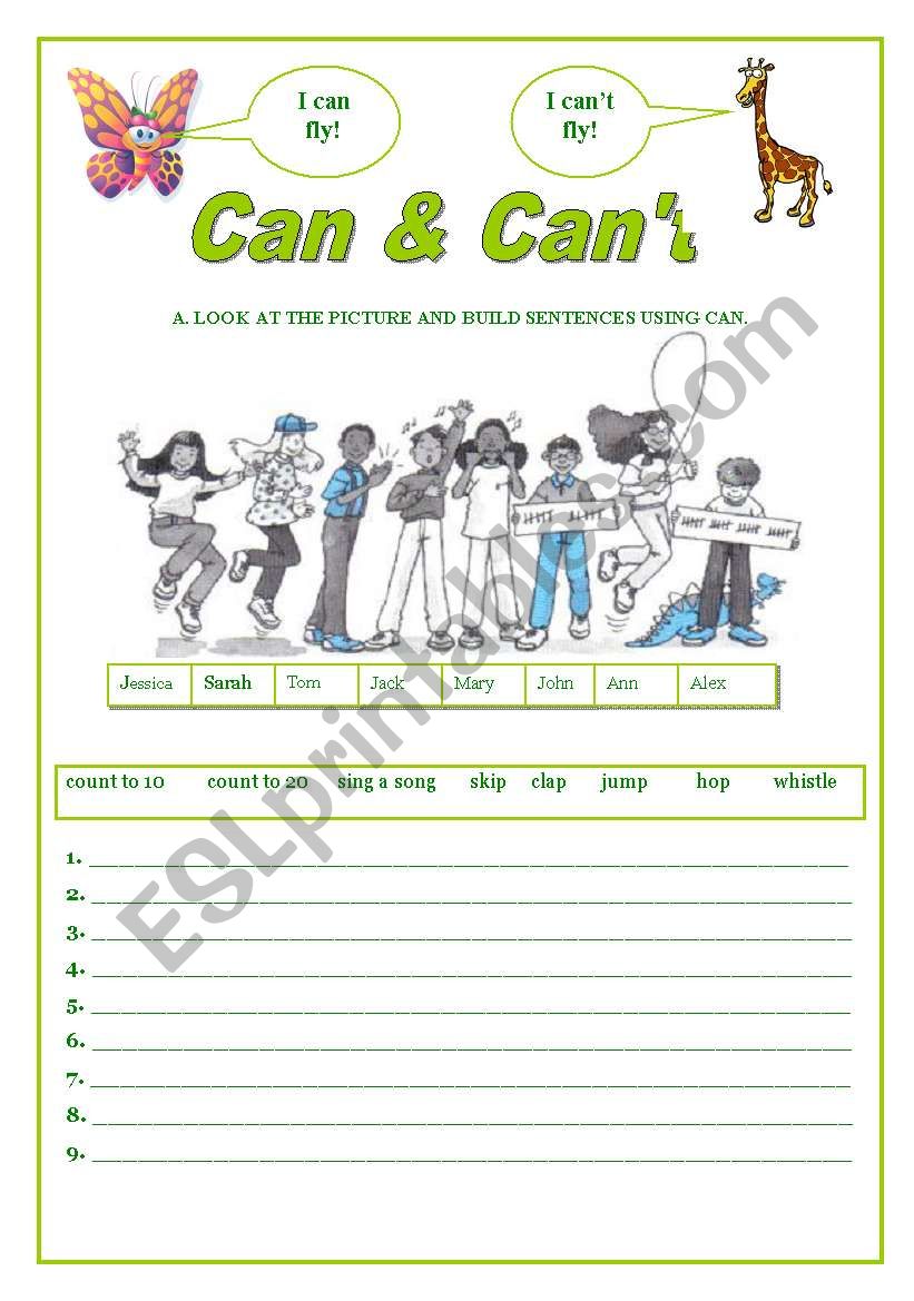 CAN and CANT worksheet