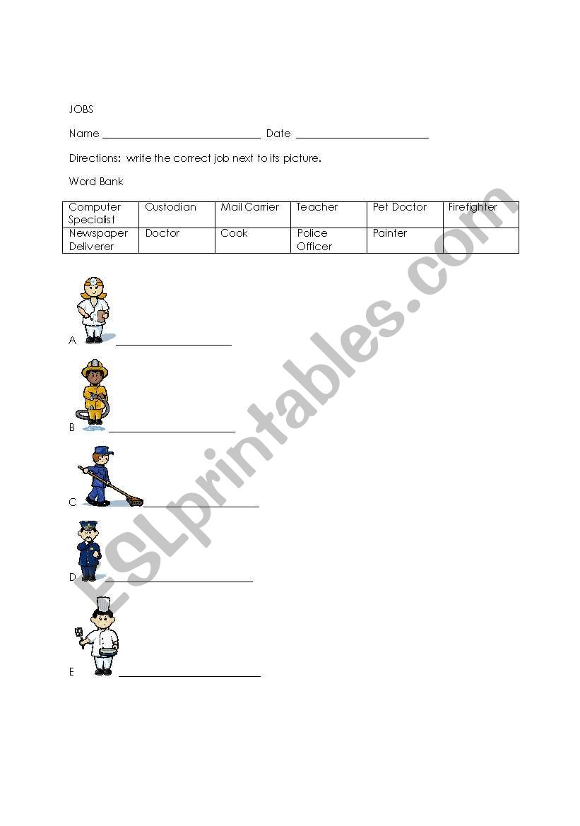 JOBS worksheet