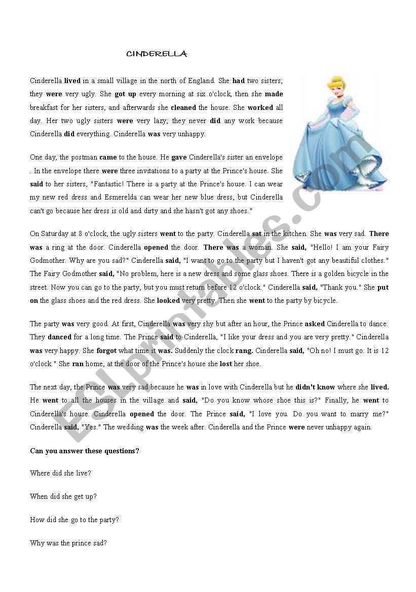 Cinderella worksheet