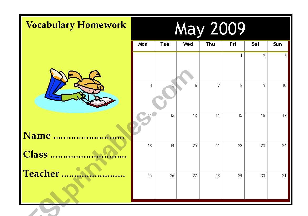 Vocabulary Diary for Students!!! - May, 2009