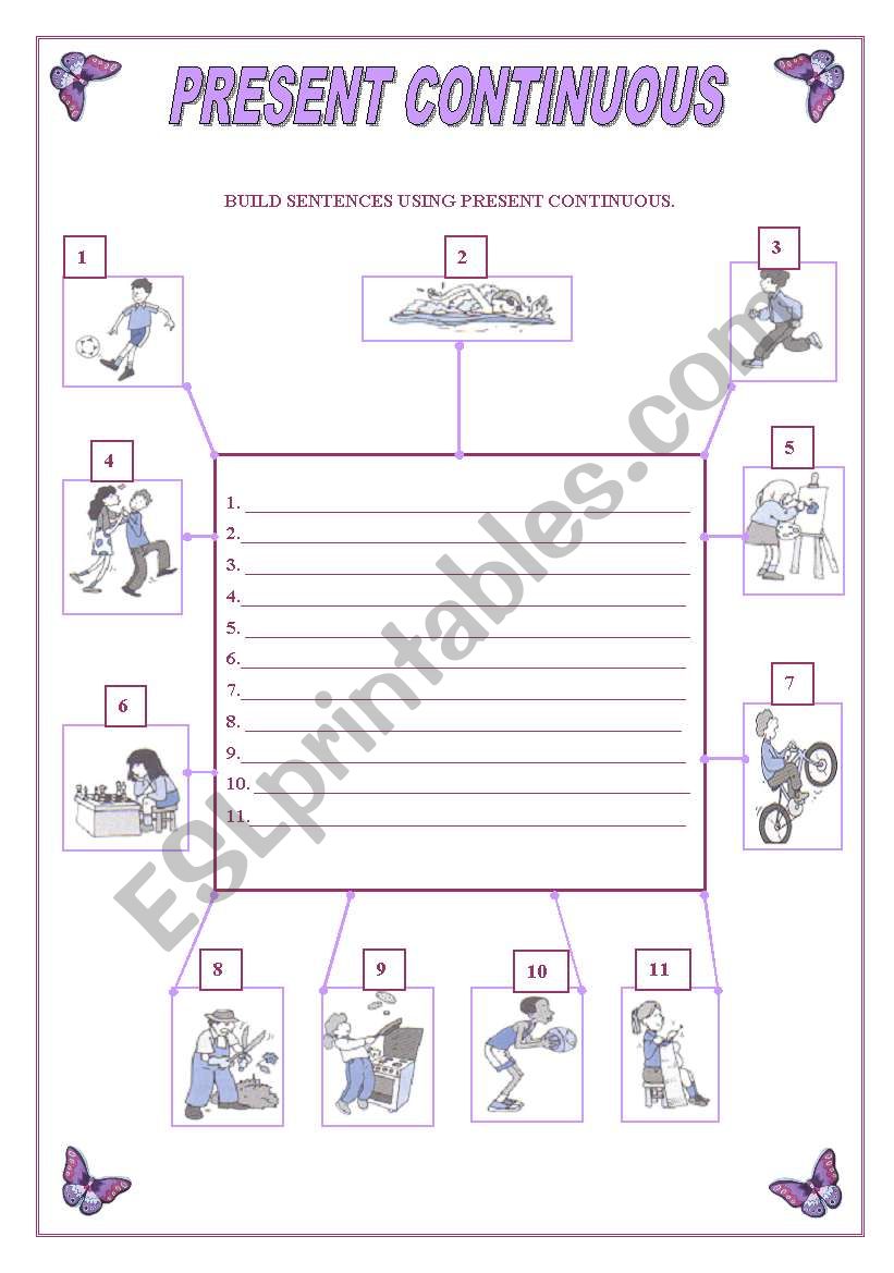 present continuous worksheet