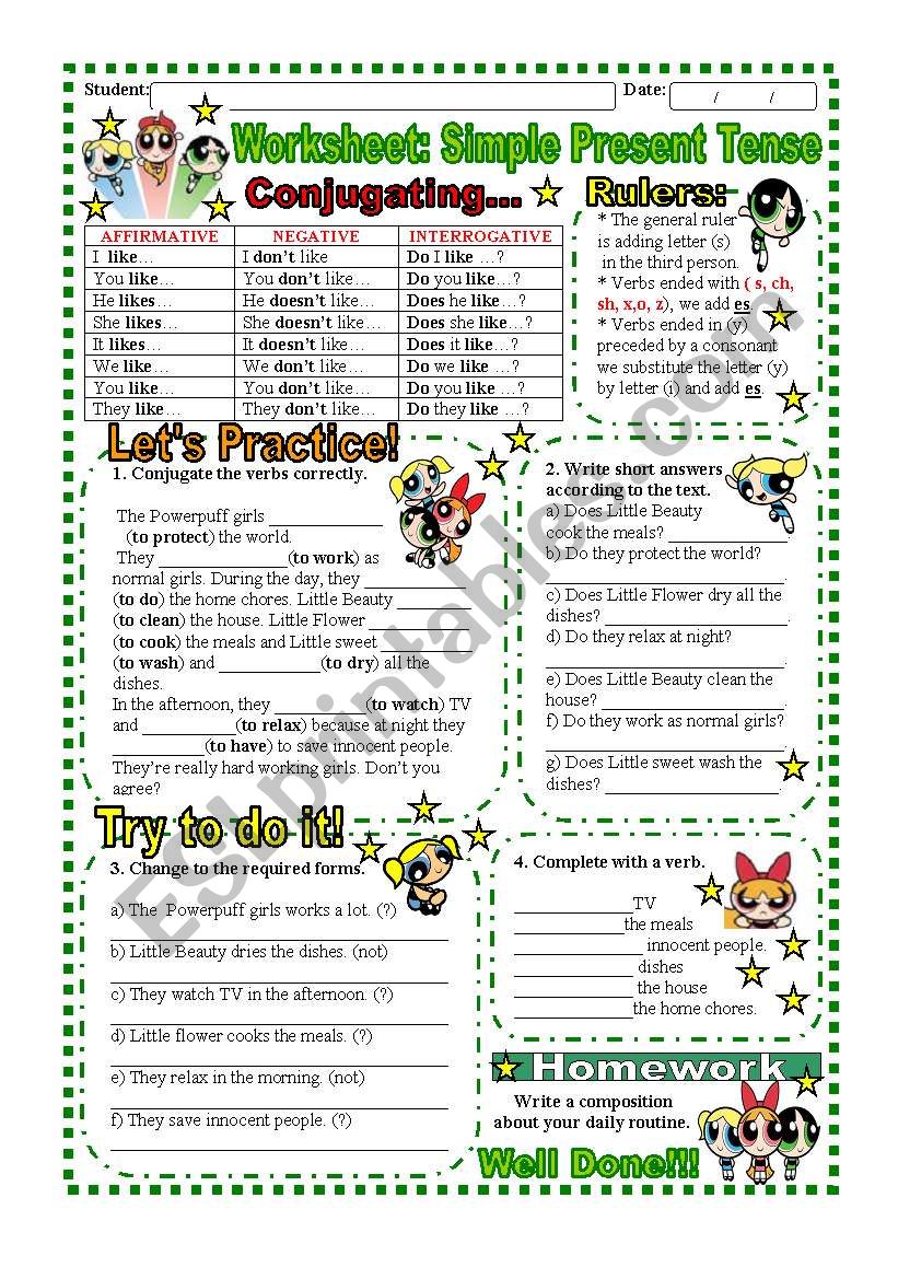 Worksheet: Simple Present Tense  