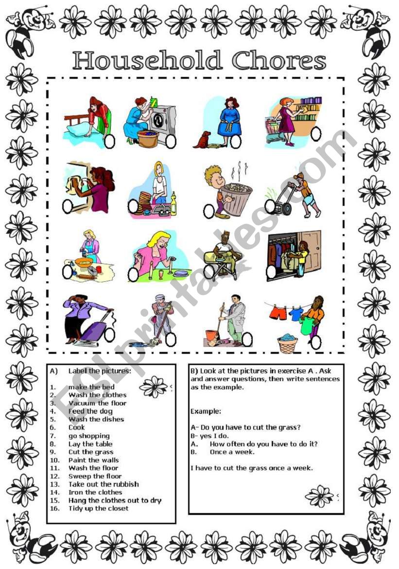 Household chores worksheet