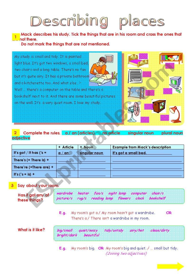 Describing Rooms (2 pages) worksheet