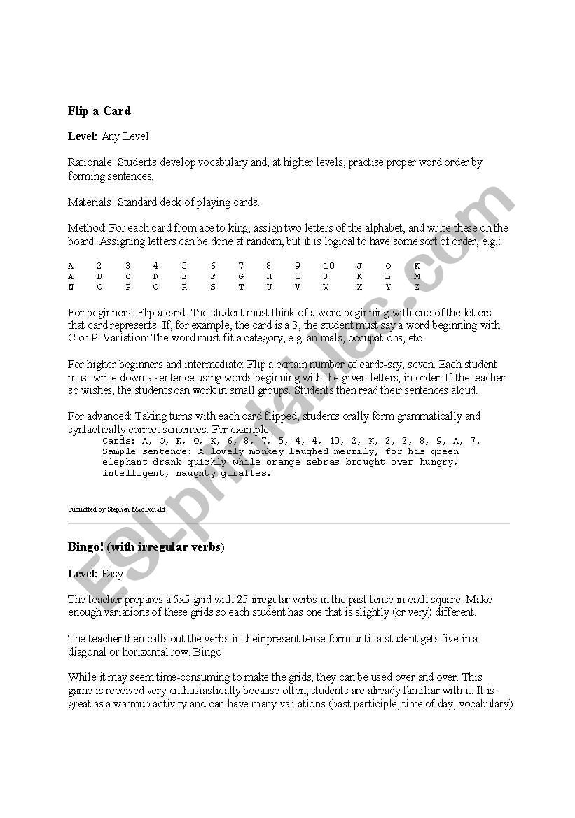 Book Of GAMES! worksheet