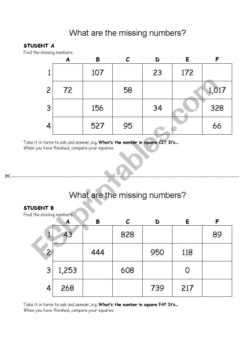 Number Dictation worksheet