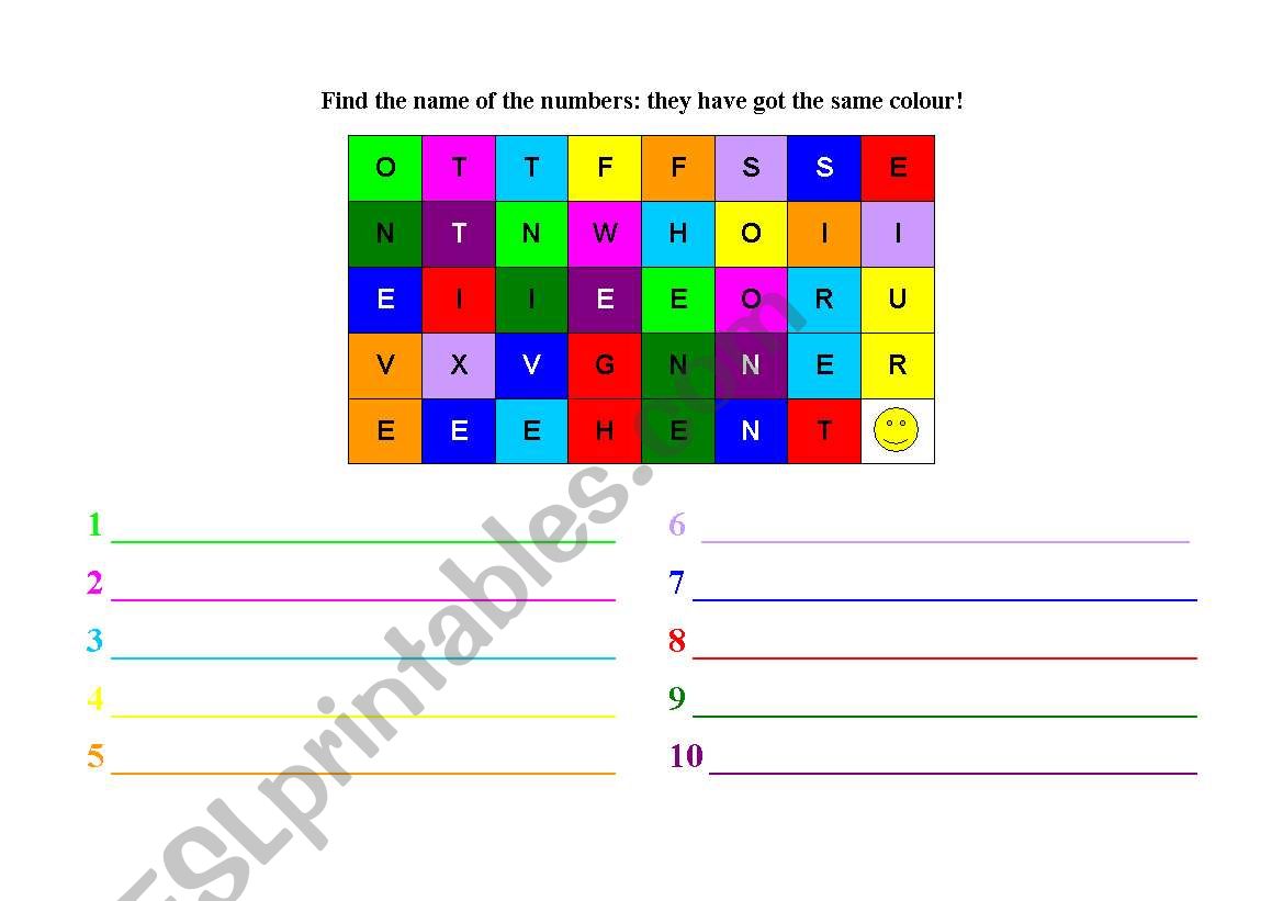 Name & Numbers worksheet