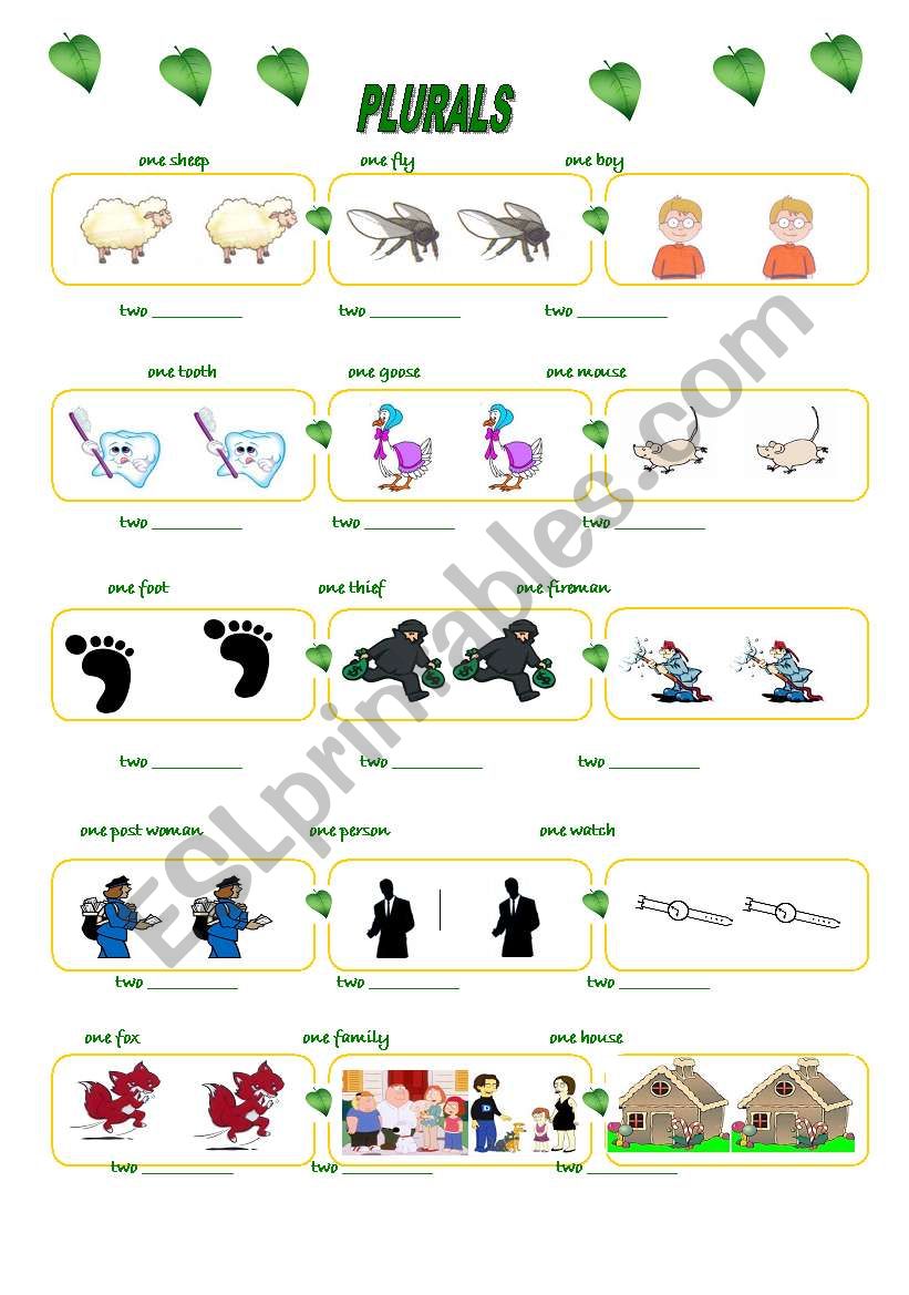 Plurals worksheet