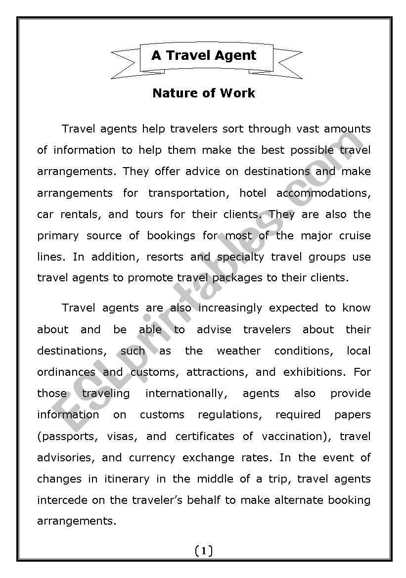 Travel Agent ( Nature of Work )