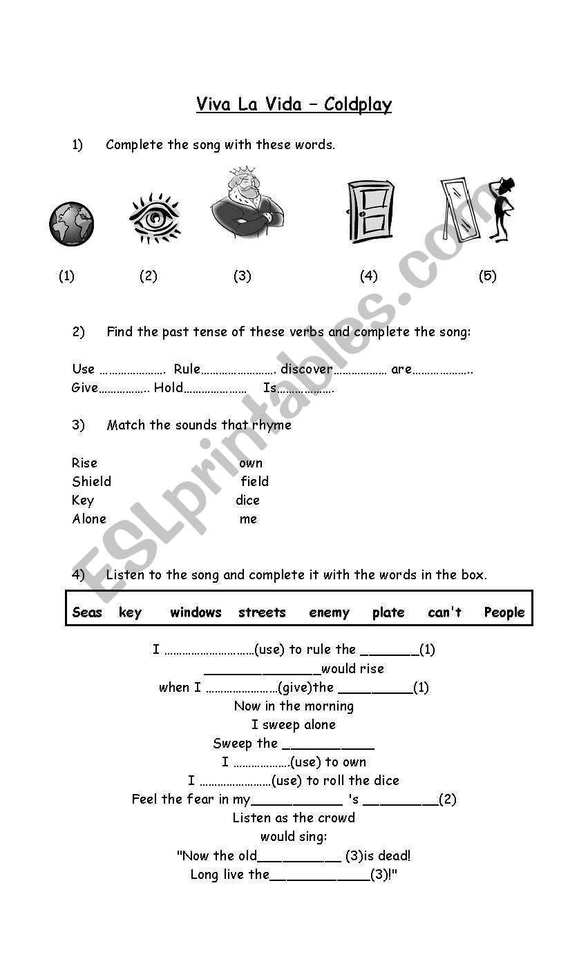 viva la vida- coldplay worksheet