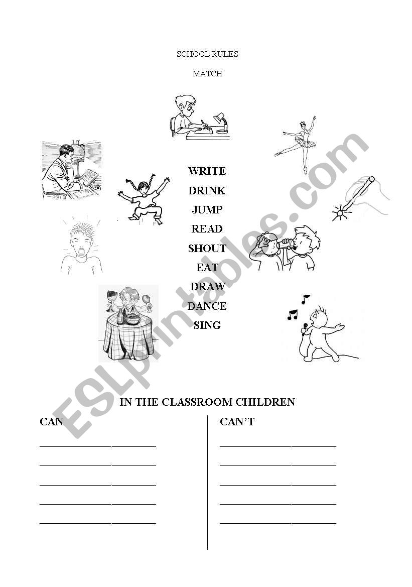 CLASSROOM RULES worksheet