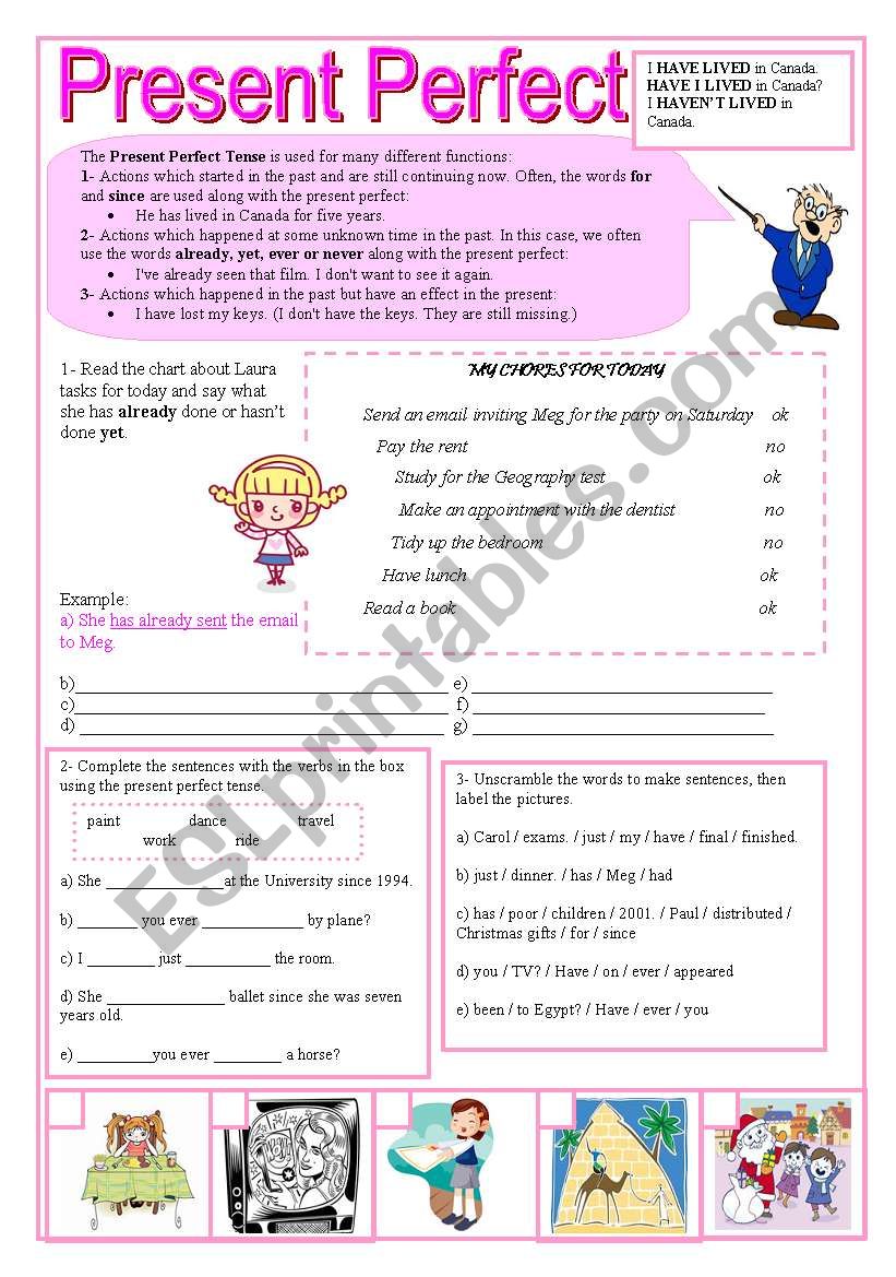 Present Perfect Worksheet worksheet