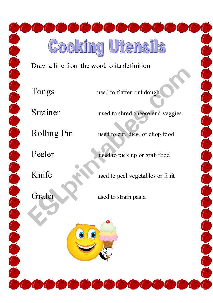 Cooking Utensils worksheet