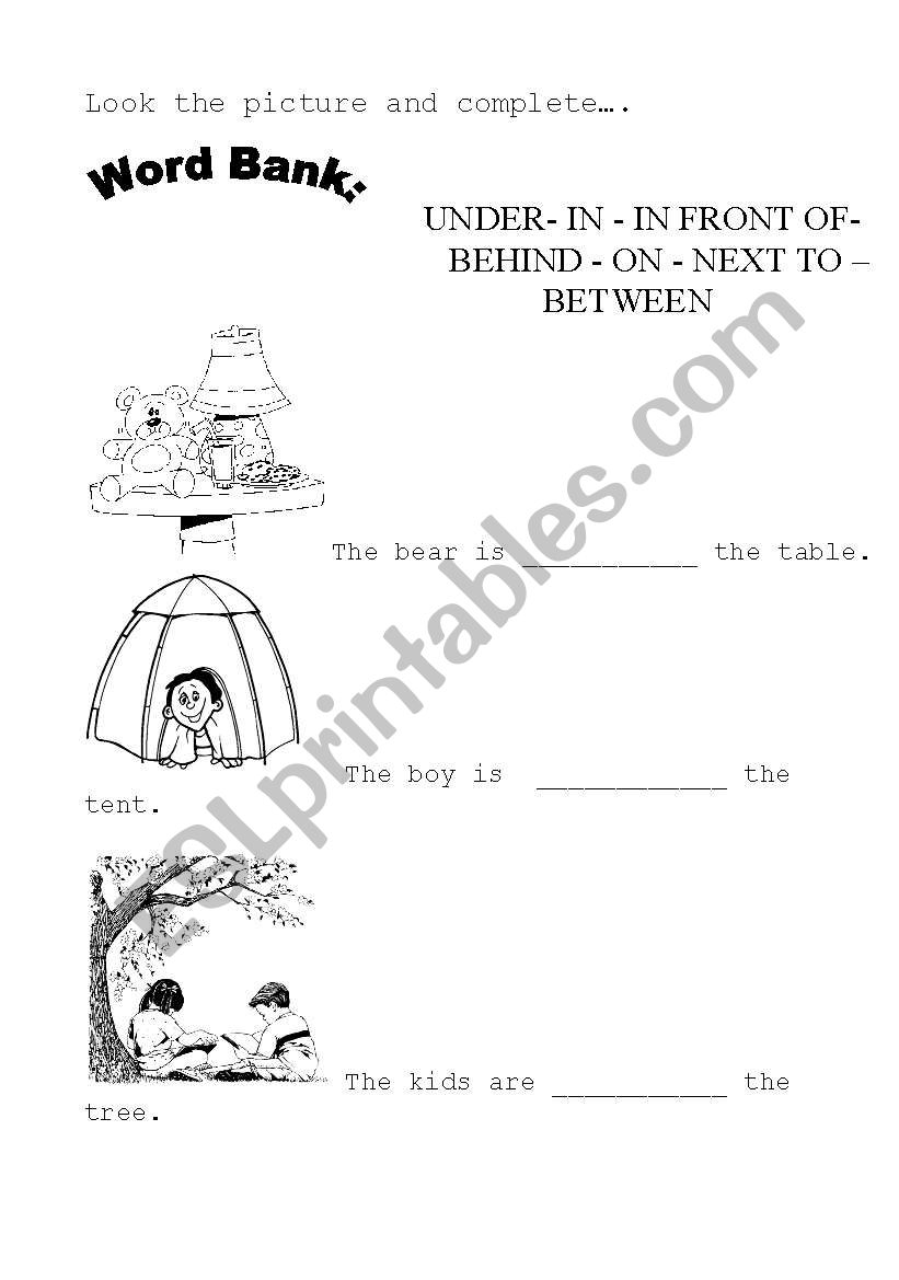 Prepositions worksheet