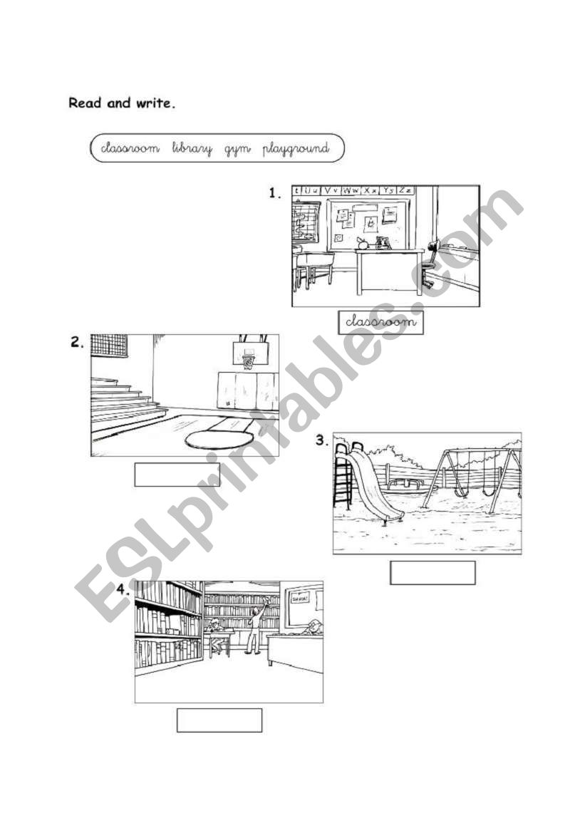 school rooms worksheet