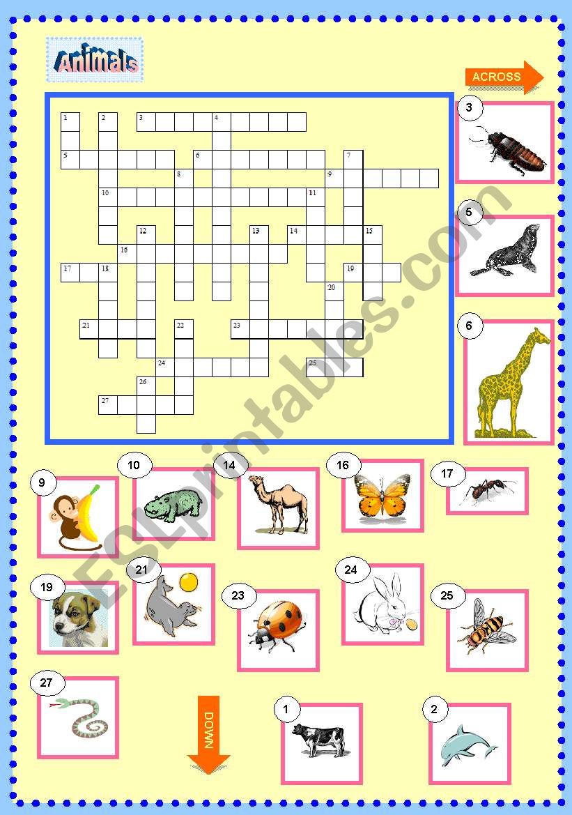 Animals Crosswords worksheet