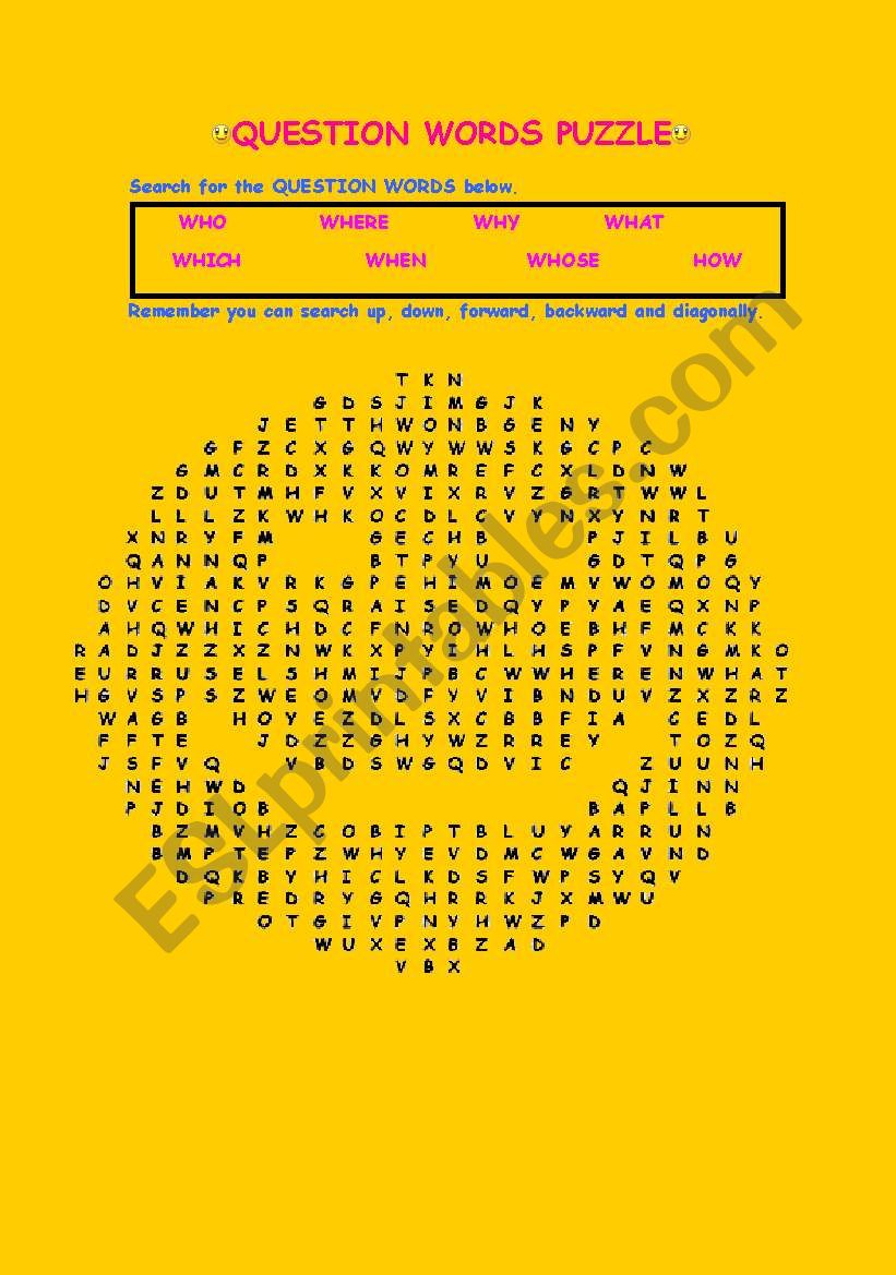 QUESTION WORDS PUZZLE worksheet