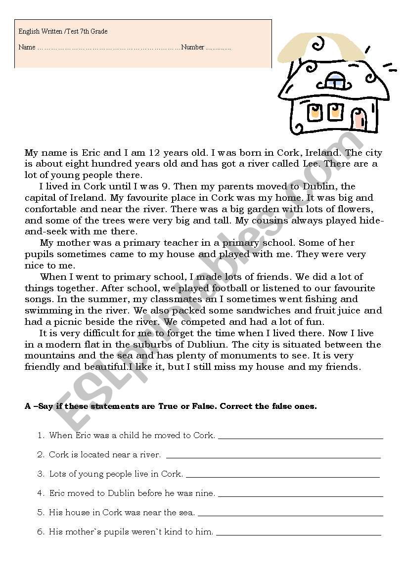 My house worksheet